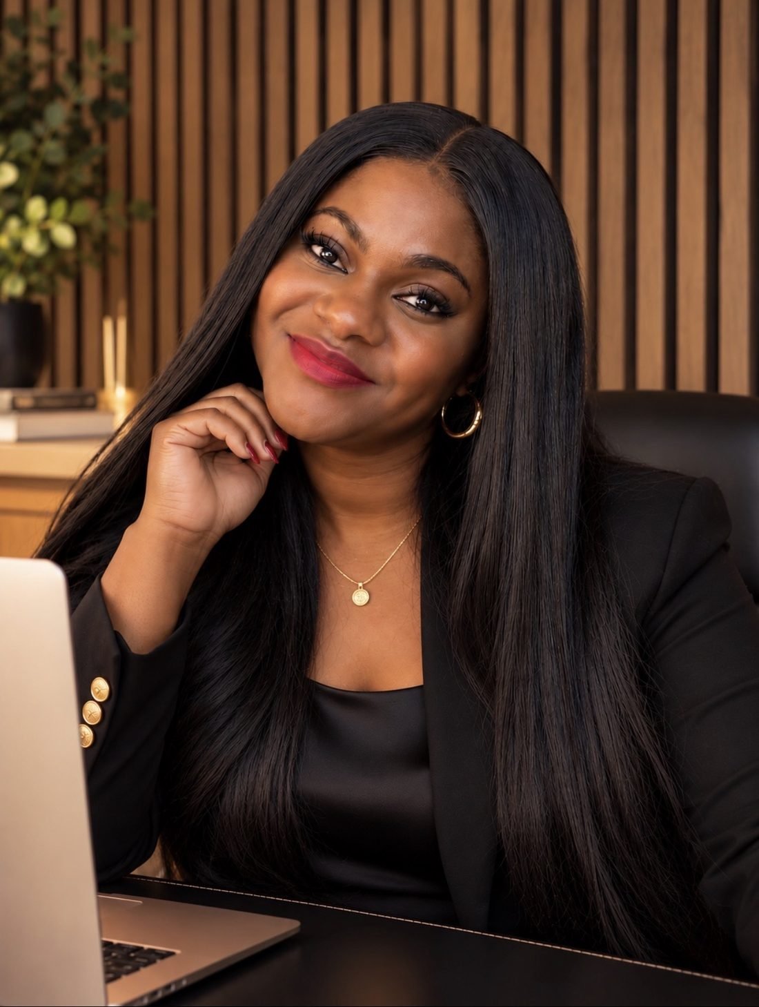 Beke Cynthia Ogbaide at her desk